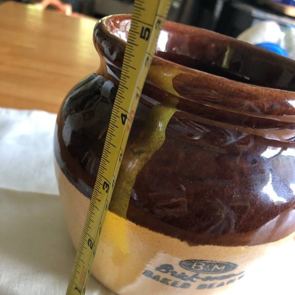 Vintage B&M Brick Oven Baked Beans Stoneware Pot Burnham & Morrill - Picture 5 of 8